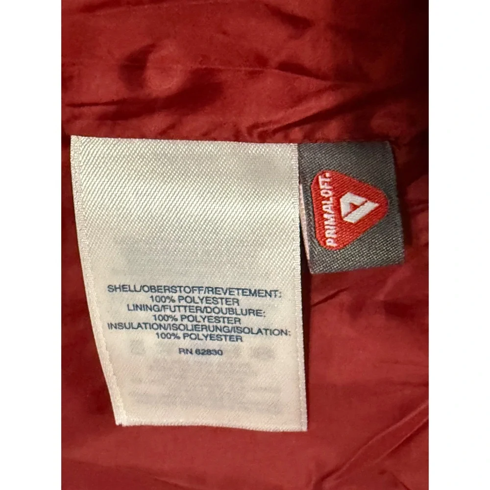 Lands End Boys Red Quilted Primaloft Puffer Jacket XL 18 Full Zip Mock Neck
